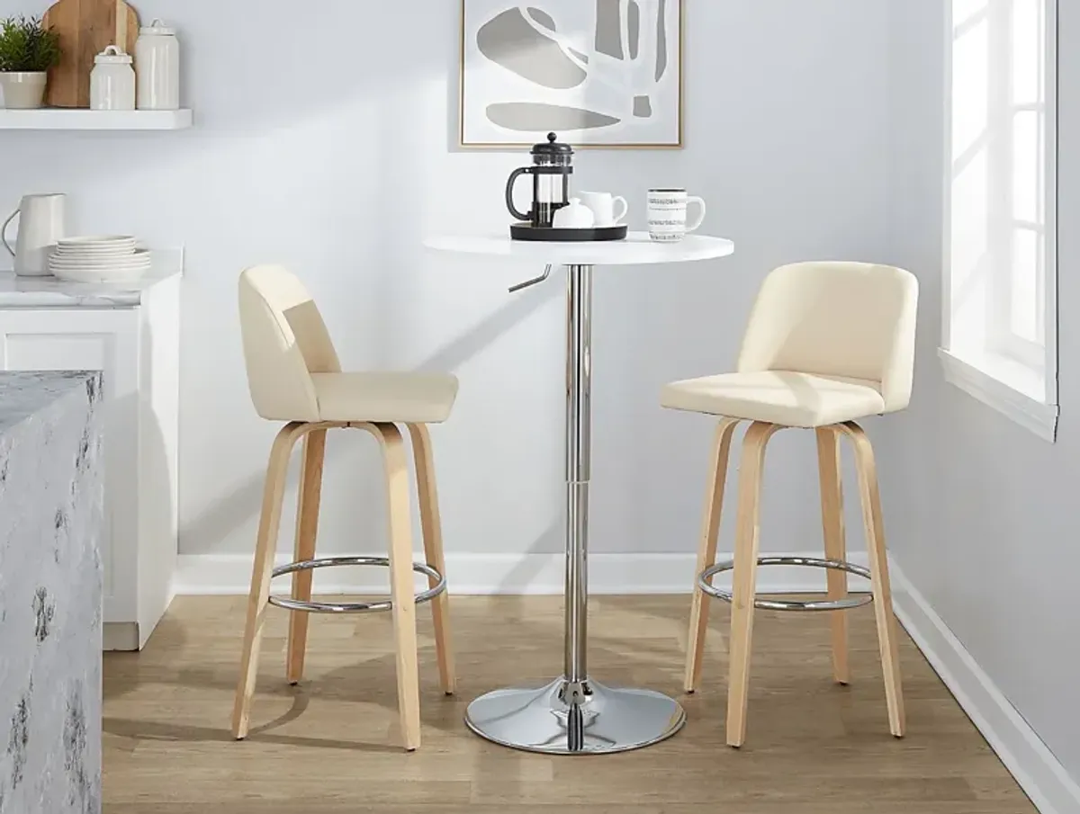 Wymering XVI Cream Swivel Barstool, Set of 2