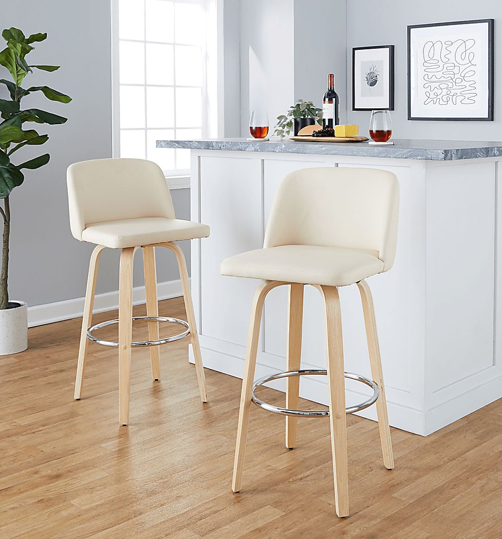 Wymering XVI Cream Swivel Barstool, Set of 2