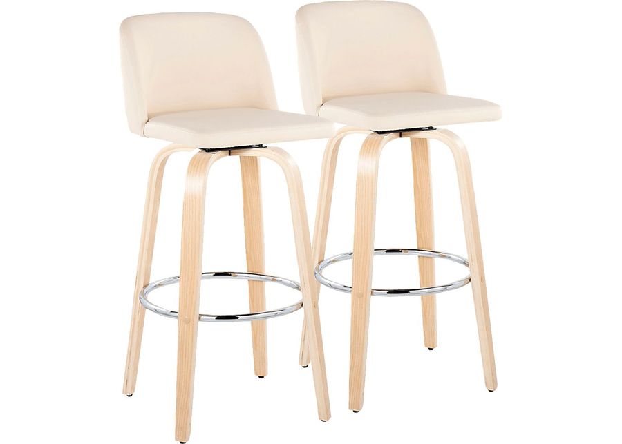 Wymering XVI Cream Swivel Barstool, Set of 2