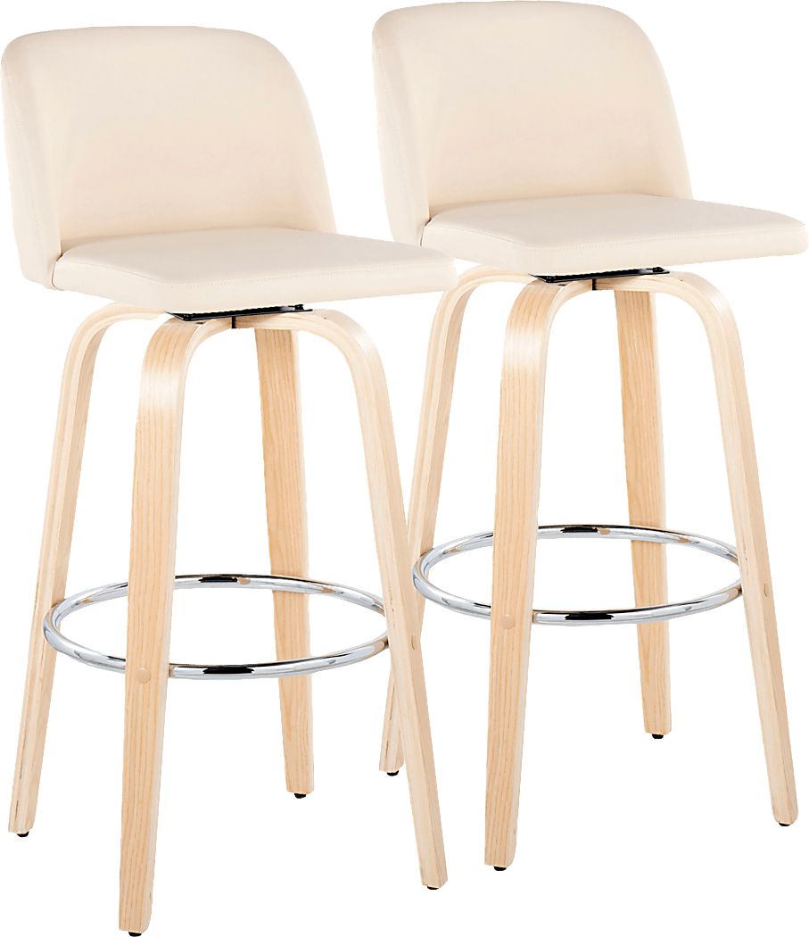 Wymering XVI Cream Swivel Barstool, Set of 2