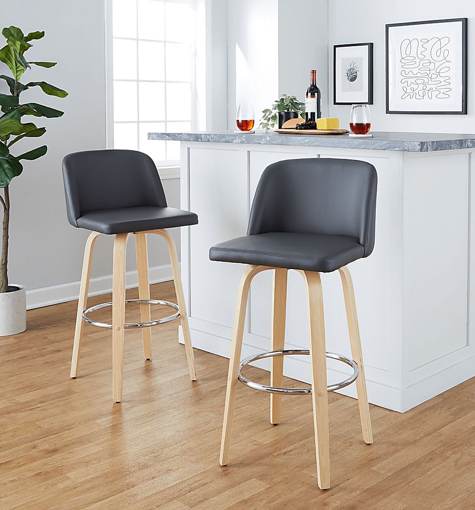 Wymering XVI Gray Swivel Barstool, Set of 2