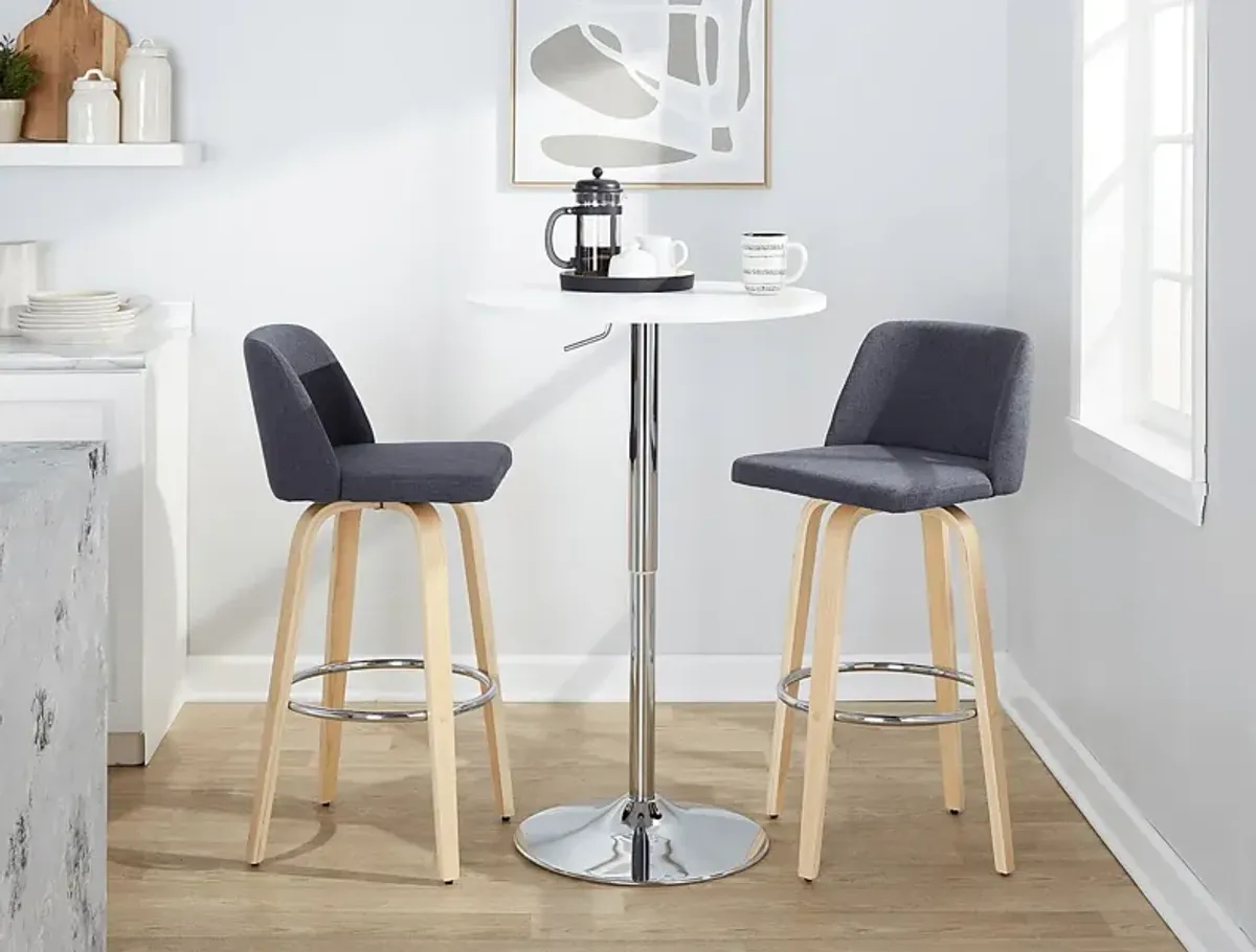 Wymering XVII Blue Swivel Barstool, Set of 2