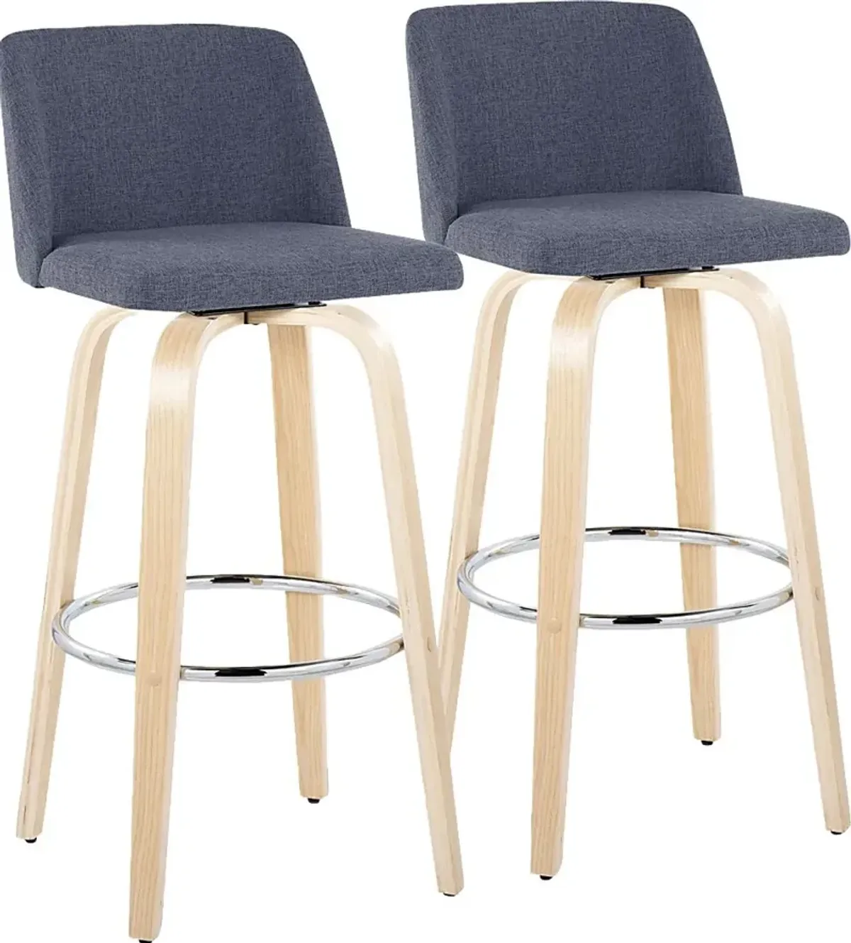 Wymering XVII Blue Swivel Barstool, Set of 2