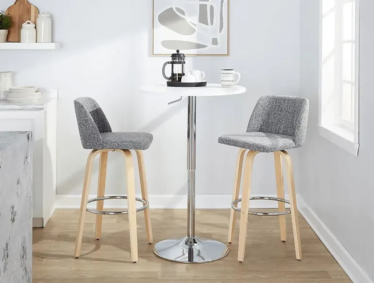 Wymering XVII Gray Swivel Barstool, Set of 2