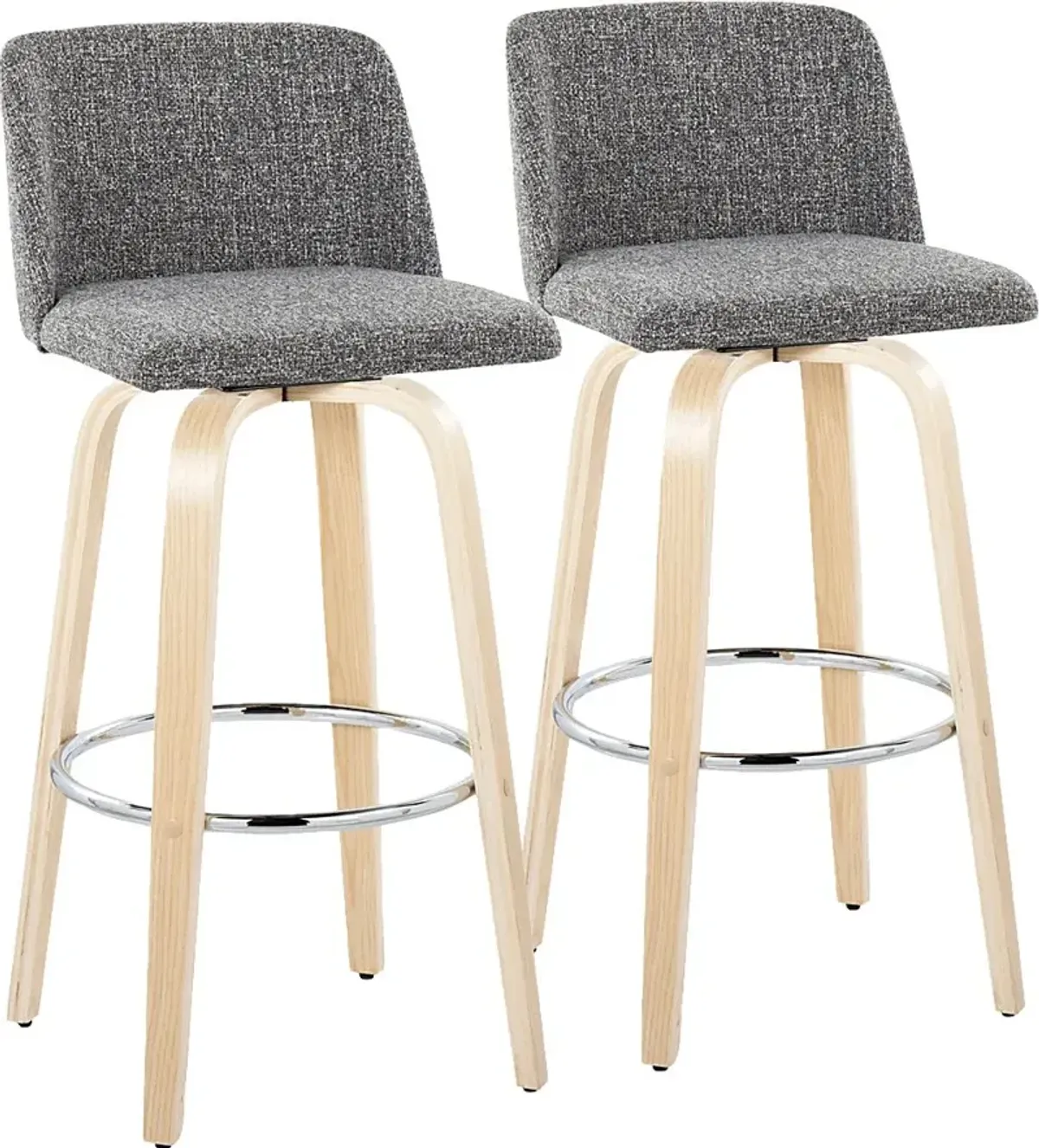 Wymering XVII Gray Swivel Barstool, Set of 2