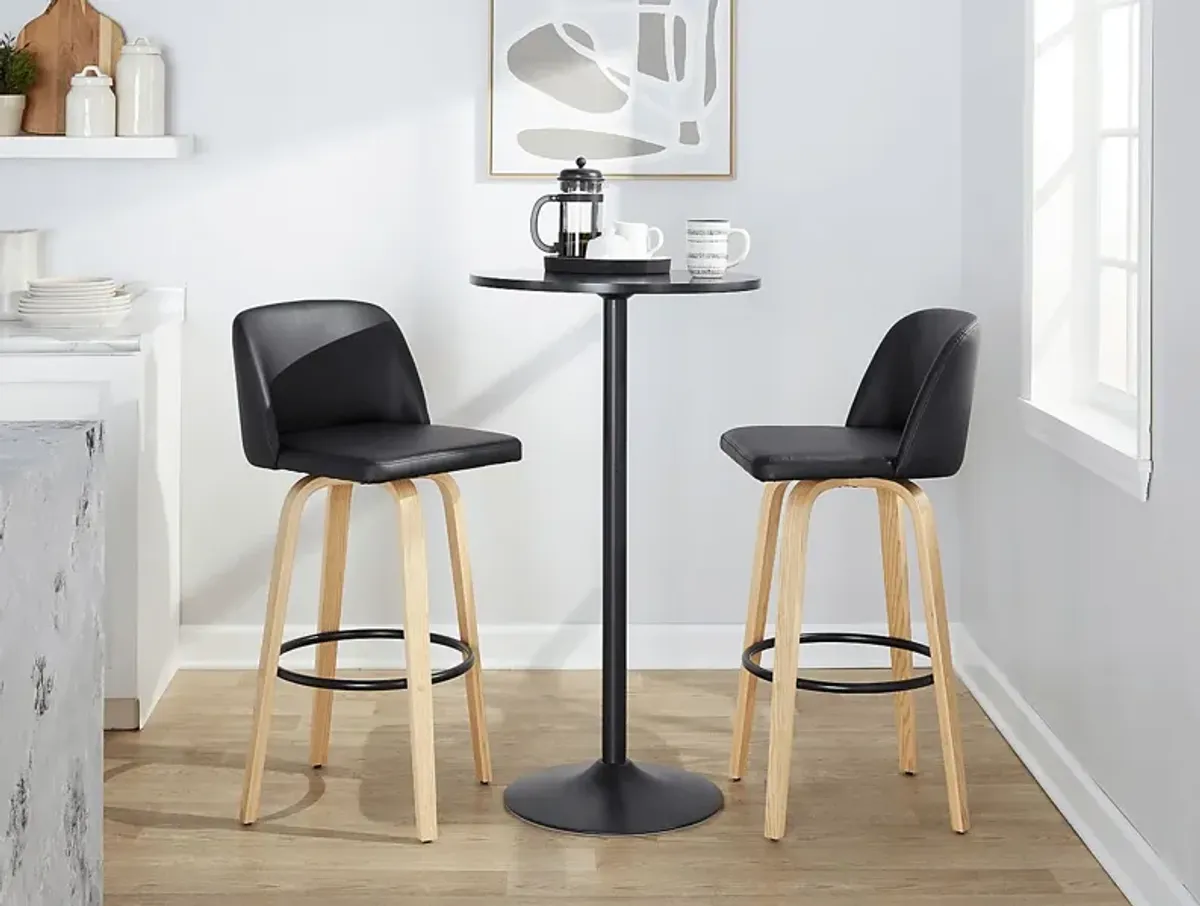 Wymering XVIII Black Swivel Barstool, Set of 2