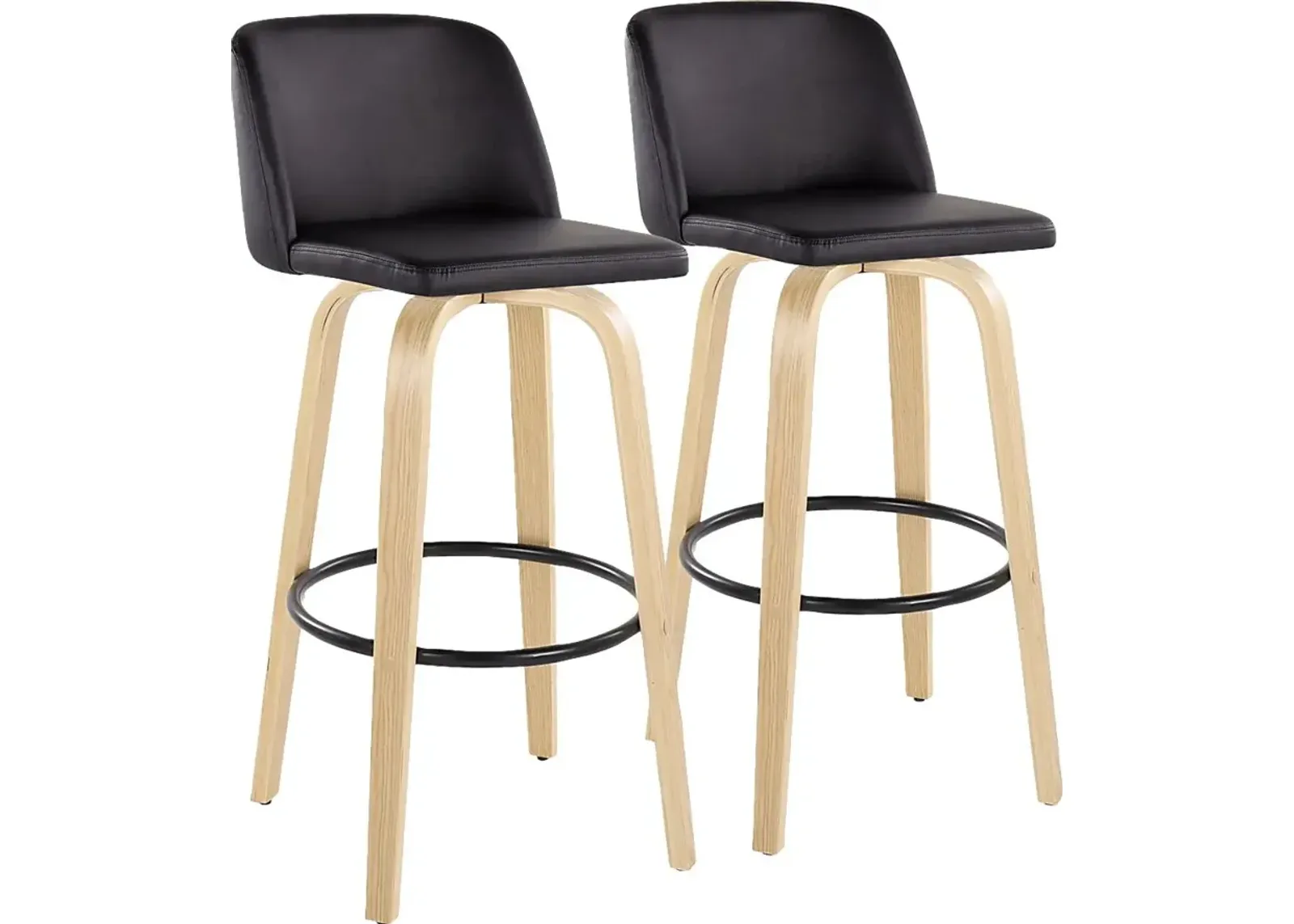 Wymering XVIII Black Swivel Barstool, Set of 2