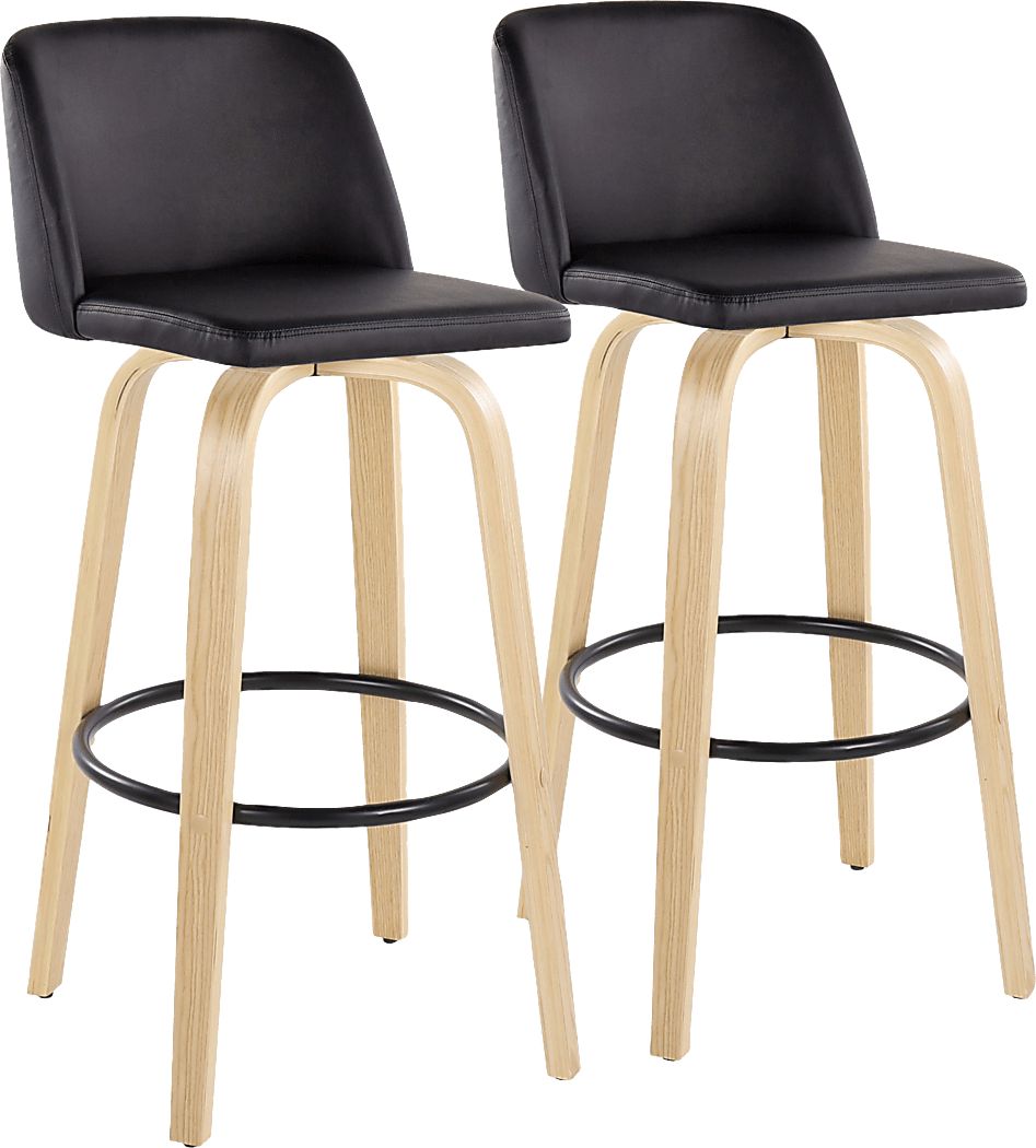 Wymering XVIII Black Swivel Barstool, Set of 2