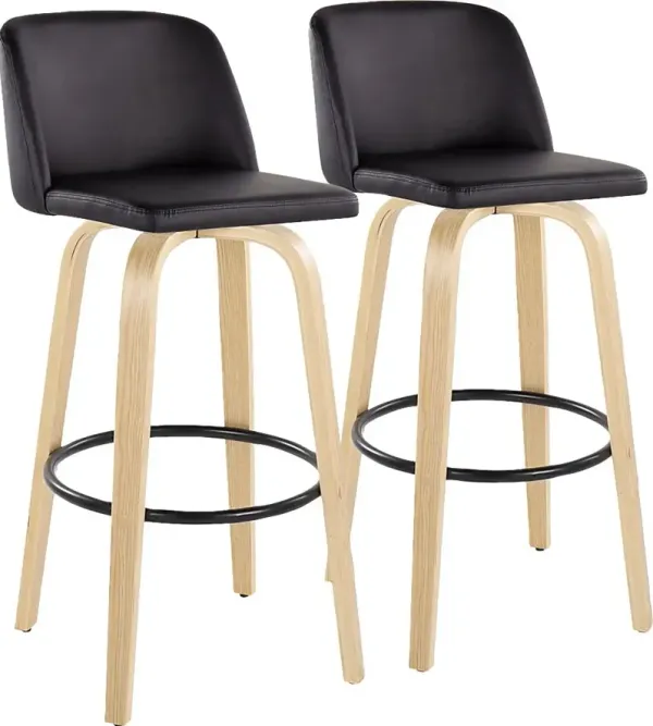 Wymering XVIII Black Swivel Barstool, Set of 2