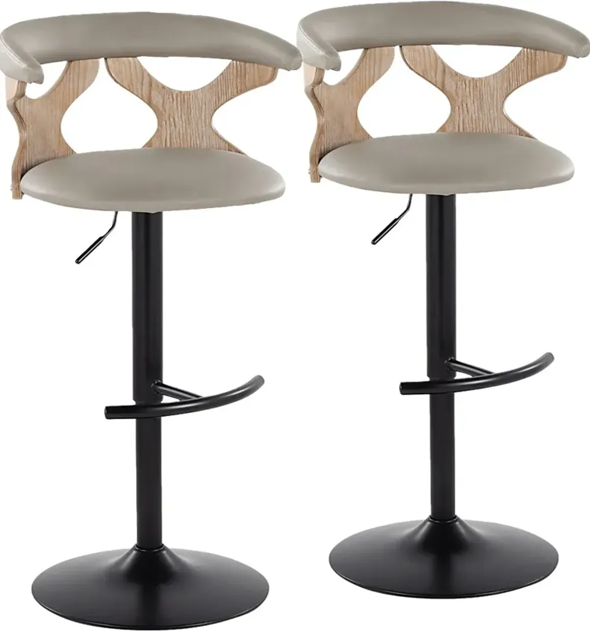 Cardeza IV Gray Adjustable Swivel Barstool, Set of 2