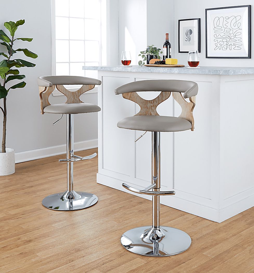 Cardeza V Gray Adjustable Swivel Barstool, Set of 2