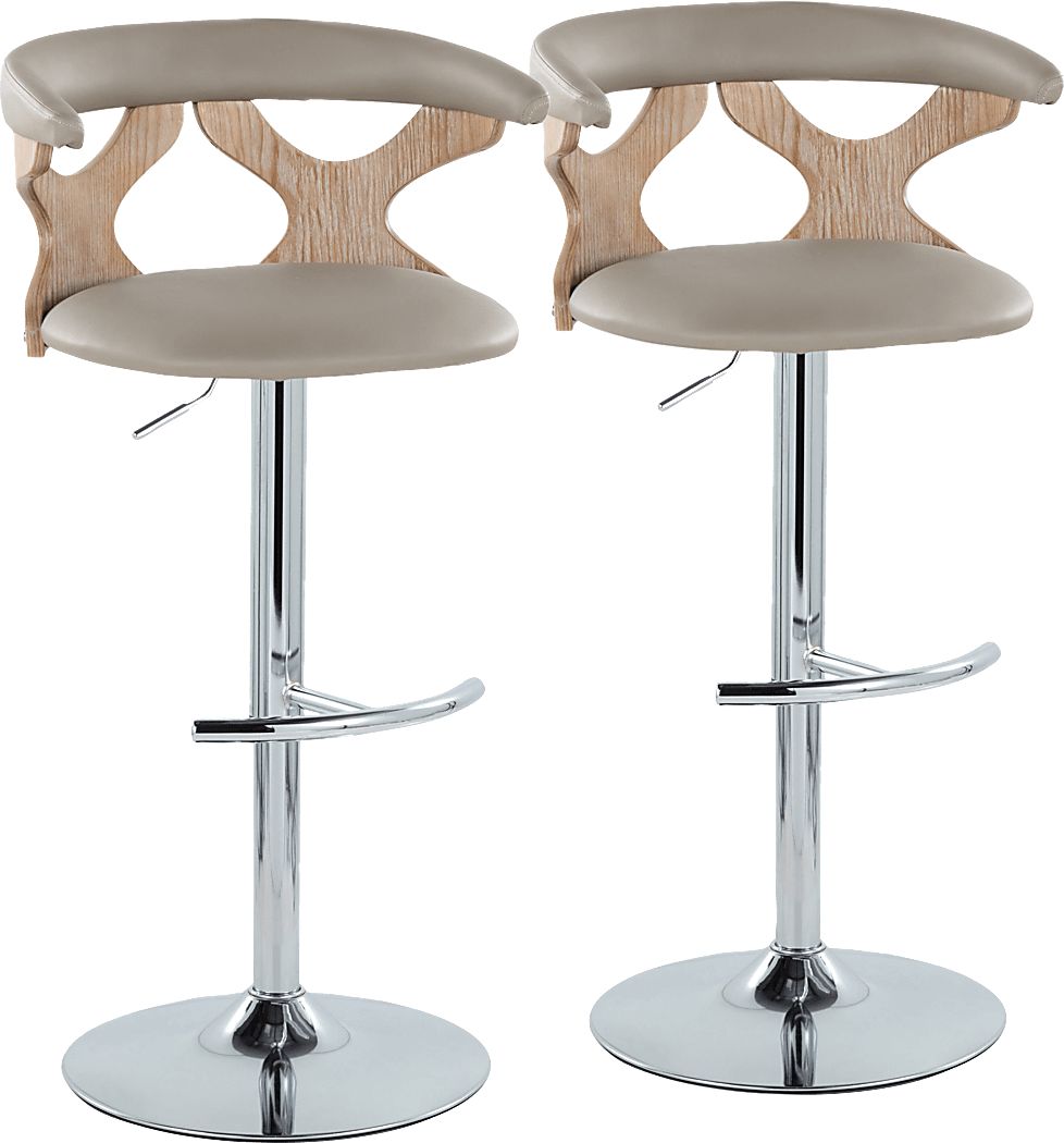 Cardeza V Gray Adjustable Swivel Barstool, Set of 2