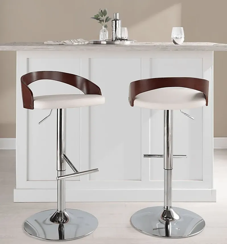 Wrayhall I White Adjustable Swivel Barstool, Set of 2