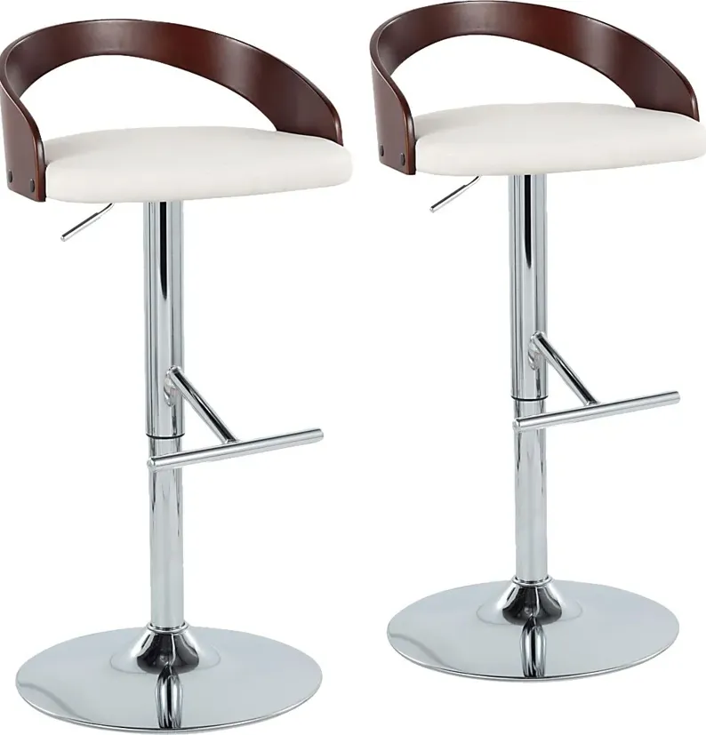 Wrayhall I White Adjustable Swivel Barstool, Set of 2