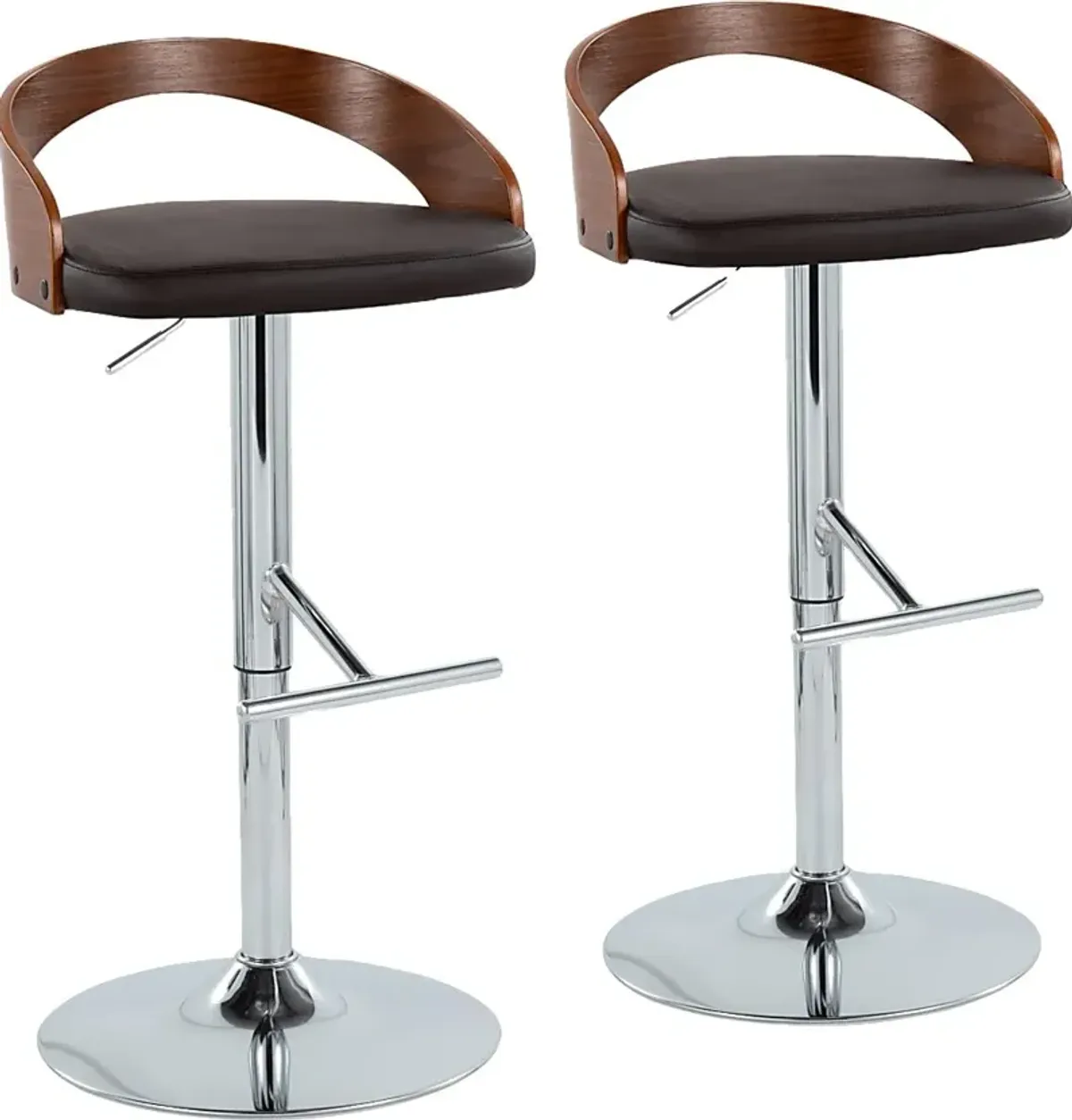 Wrayhall I Brown Adjustable Swivel Barstool, Set of 2