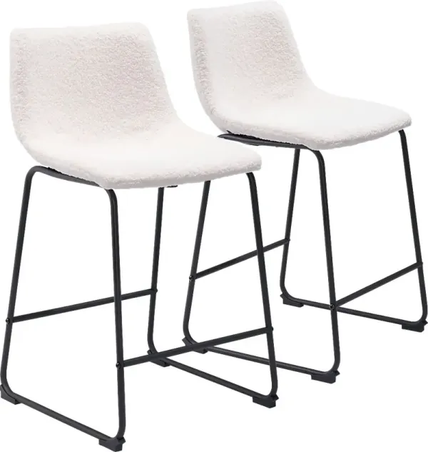 Bieless White Counter Height Stool, Set 2