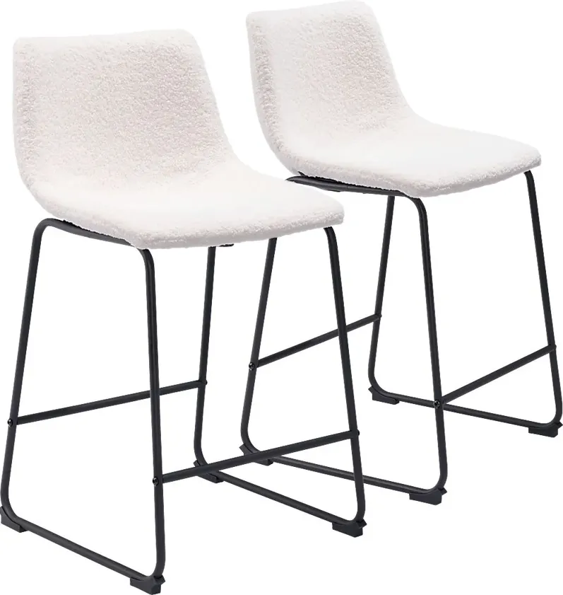 Bieless White Counter Height Stool, Set 2