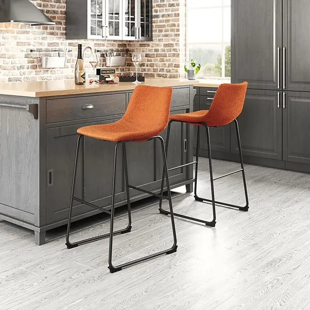 Bieless Orange Barstool, Set of 2