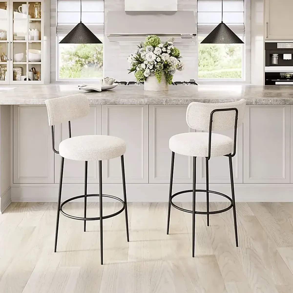 Rentz White Barstool, Set of 2