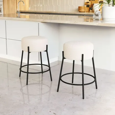 Equine White Counter Height Stool, Set of 2