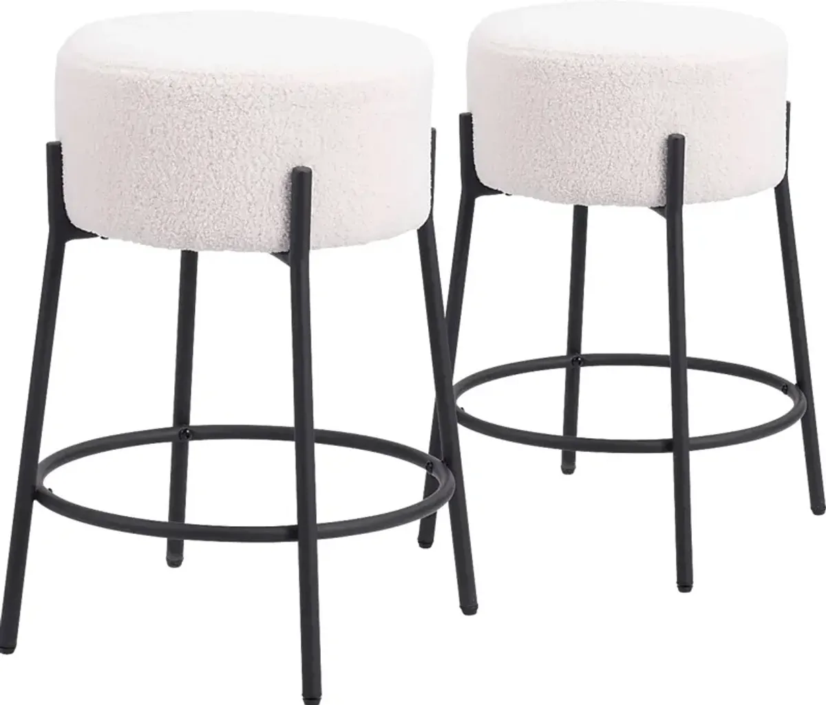 Equine White Counter Height Stool, Set of 2