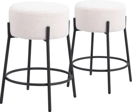 Equine White Counter Height Stool, Set of 2