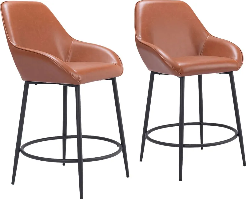 Dubellette Brown Counter Height Stool, Set of 2