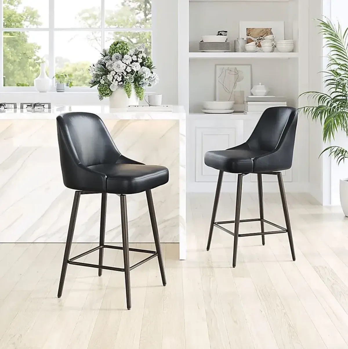 Marina Black Swivel Counter Height Stool