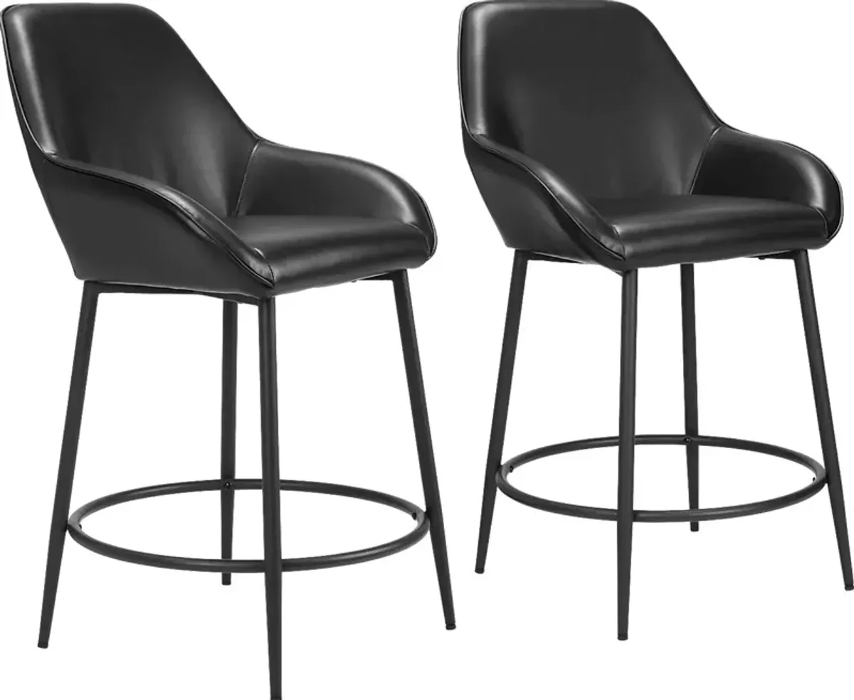 Harlan Black Counter Height Stool, Set of 2