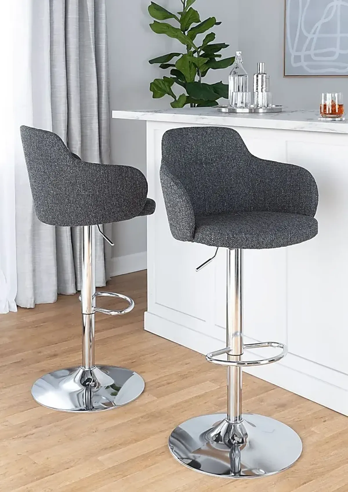 Vitadale II Dark Gray Adjustable Barstool, Set of 2