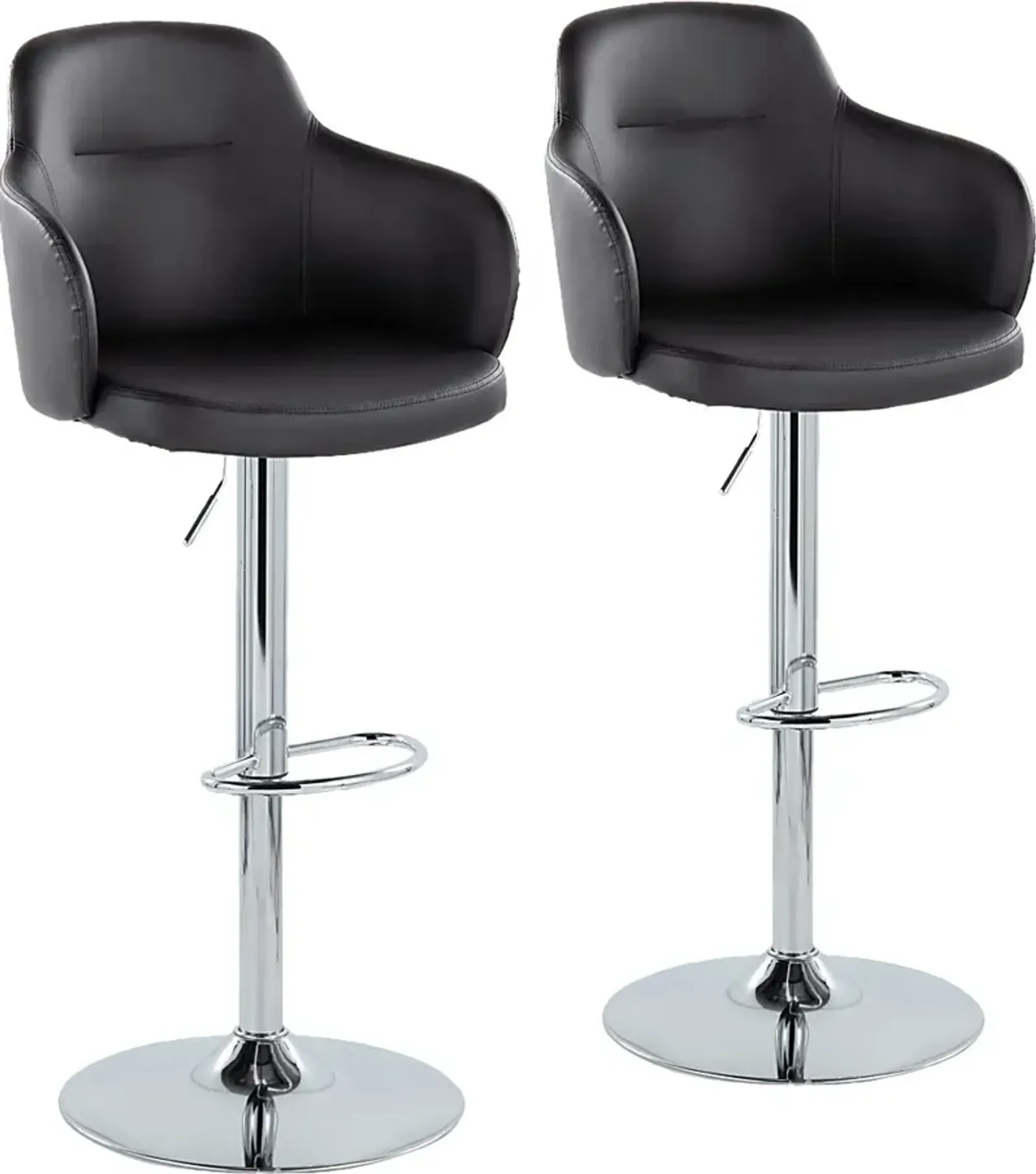 Vitadale II Black Adjustable Barstool, Set of 2