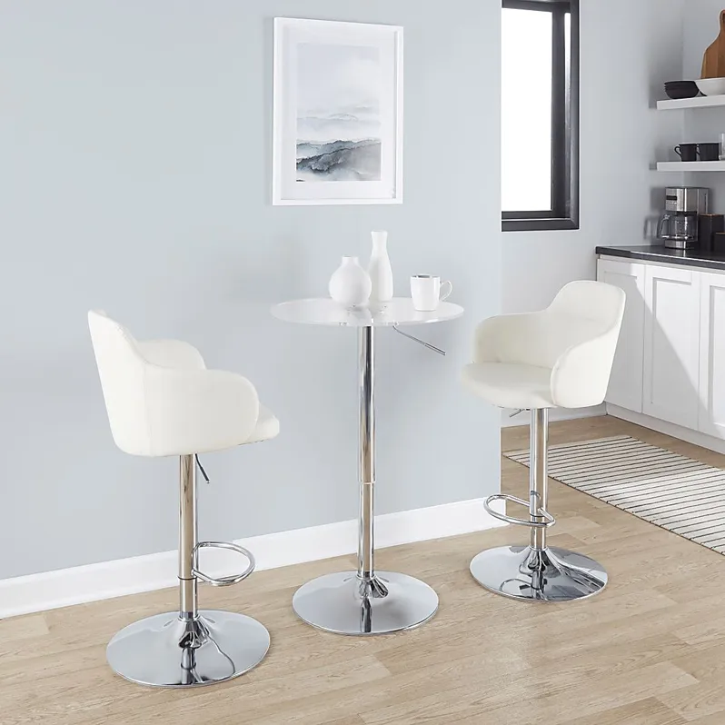 Vitadale II White Adjustable Barstool, Set of 2