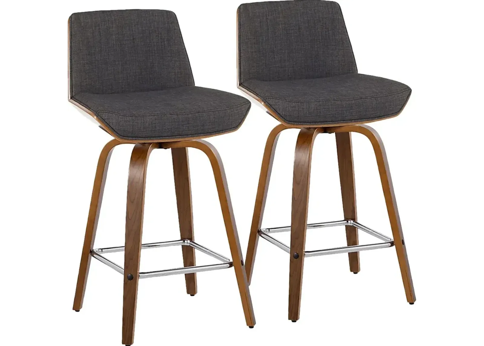 Weymanda II Charcoal Swivel Counter Height Stool, Set of 2