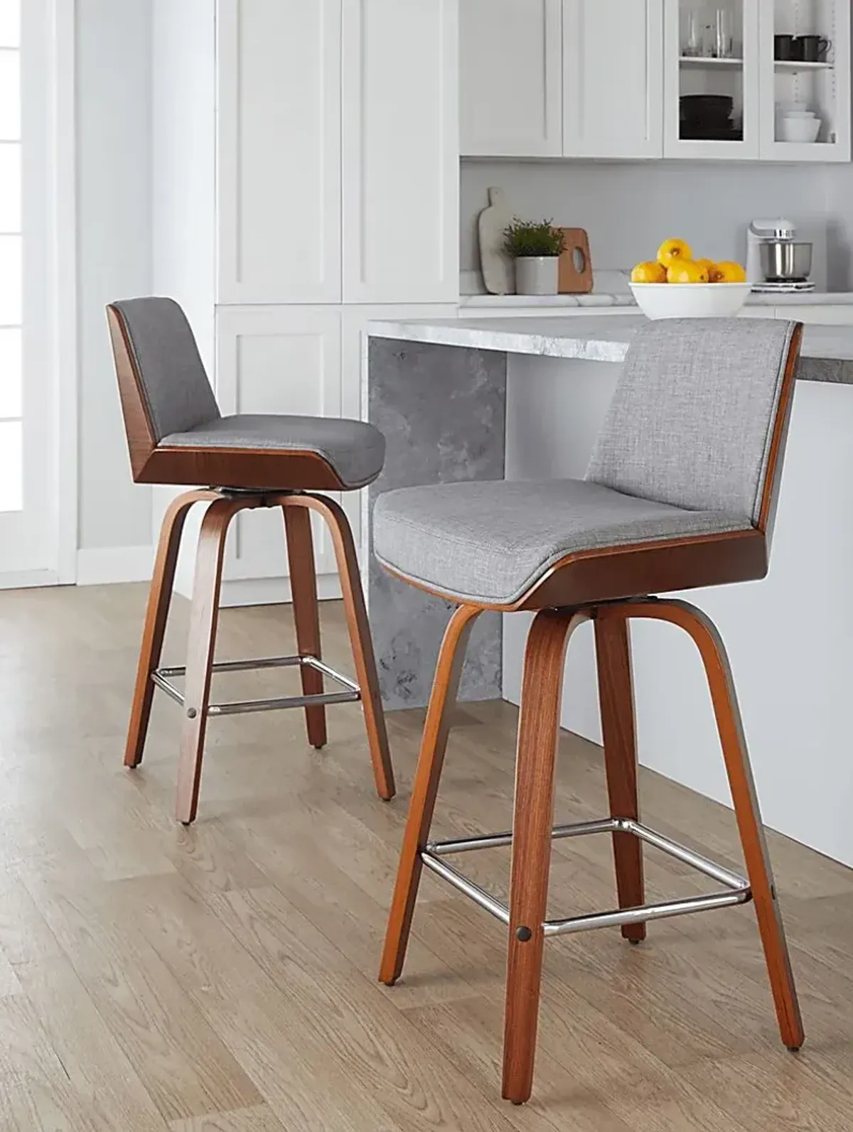 Weymanda II Gray Swivel Counter Height Stool, Set of 2
