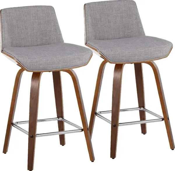 Weymanda II Gray Swivel Counter Height Stool, Set of 2