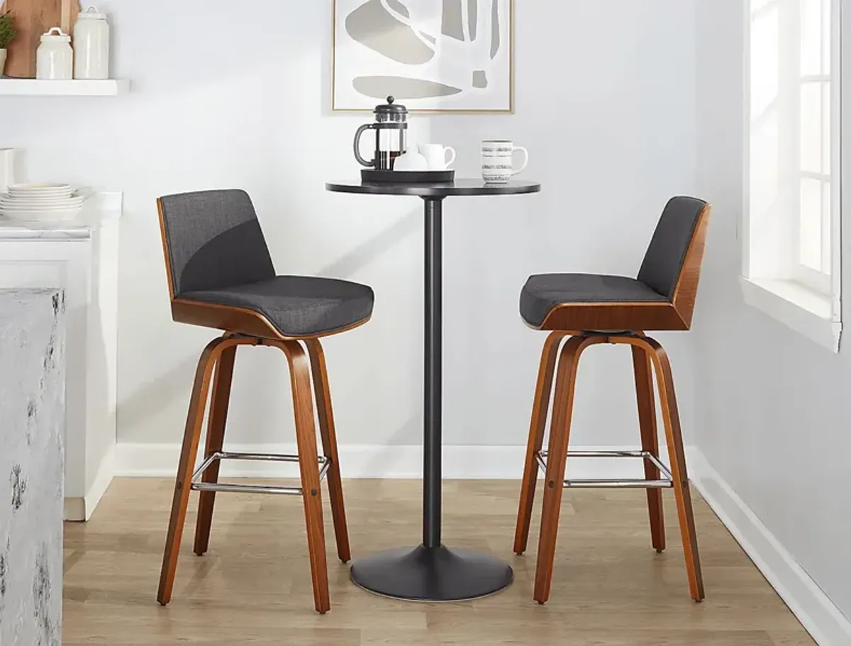 Weymanda II Charcoal Swivel Barstool, Set of 2