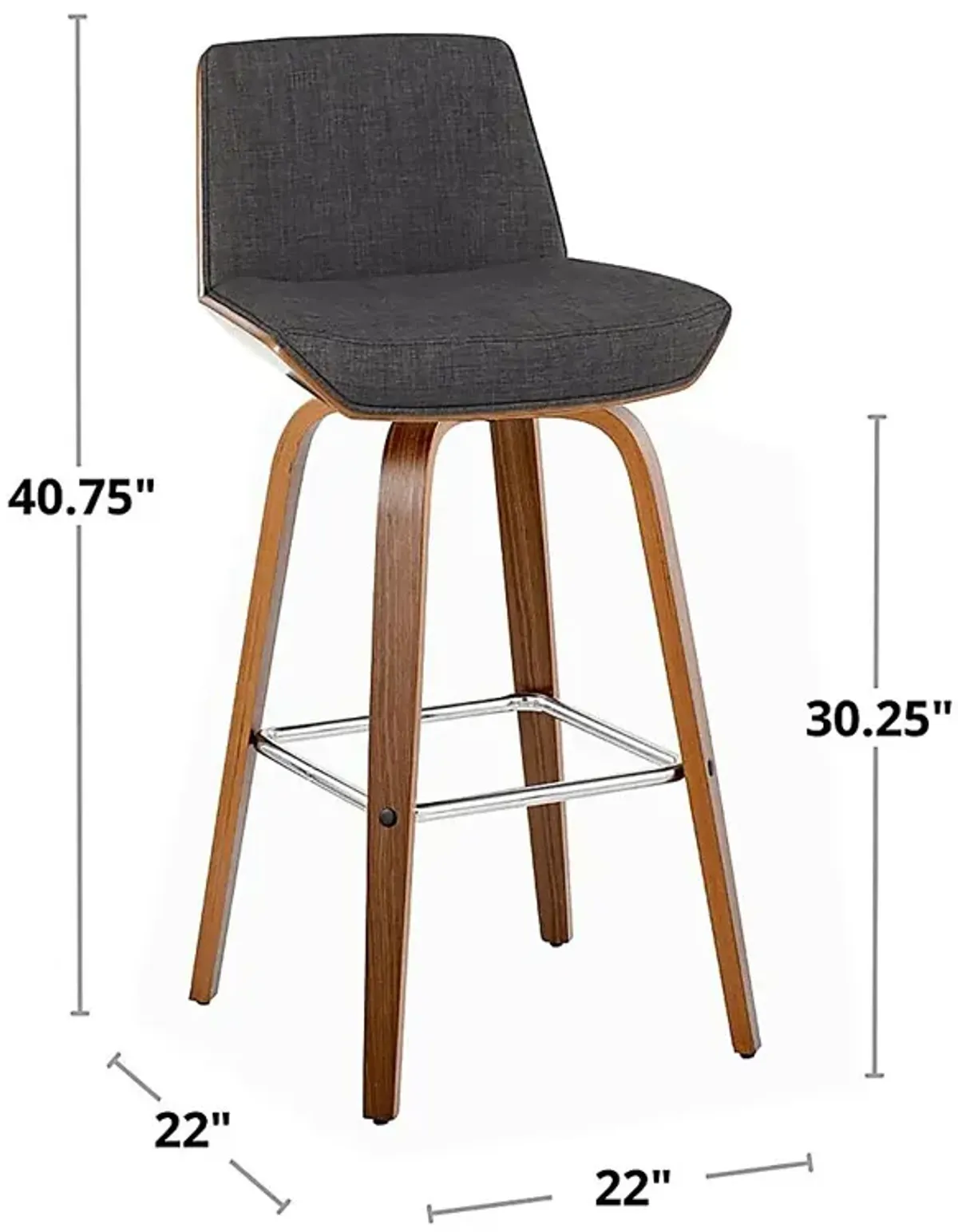 Weymanda II Charcoal Swivel Barstool, Set of 2