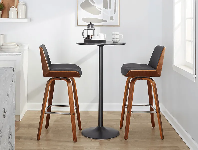 Weymanda II Charcoal Swivel Barstool, Set of 2