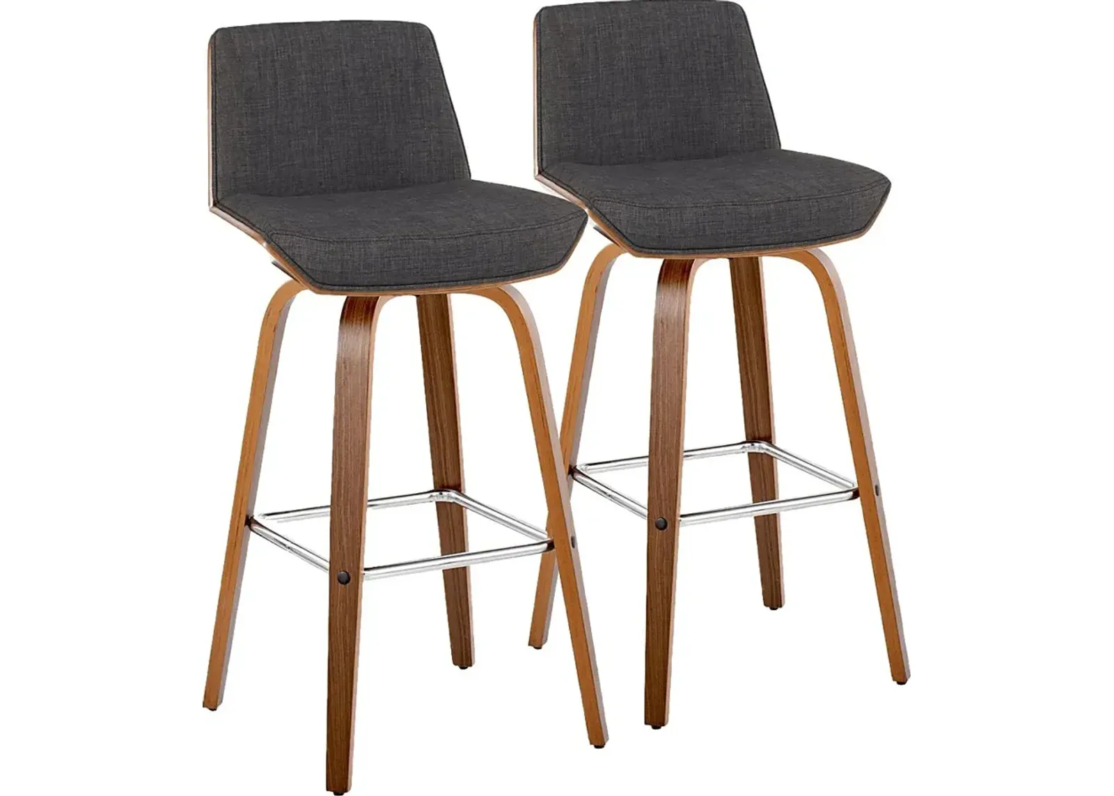 Weymanda II Charcoal Swivel Barstool, Set of 2