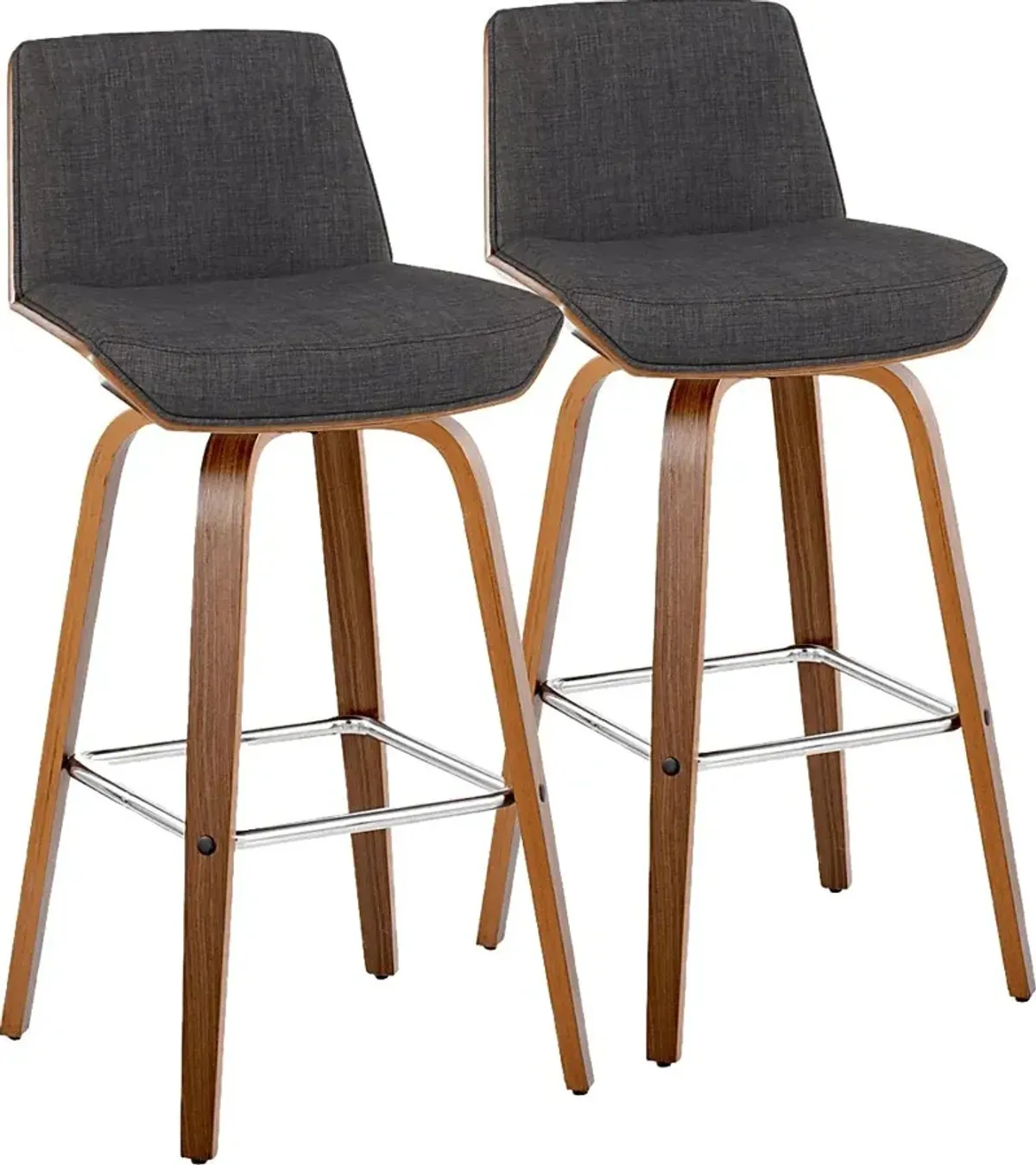 Weymanda II Charcoal Swivel Barstool, Set of 2