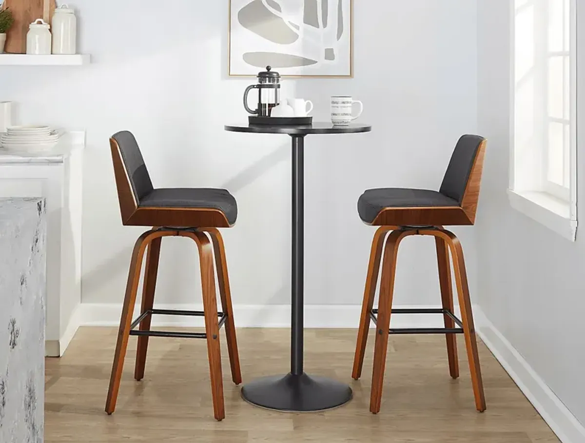 Weymanda III Charcoal Swivel Barstool, Set of 2