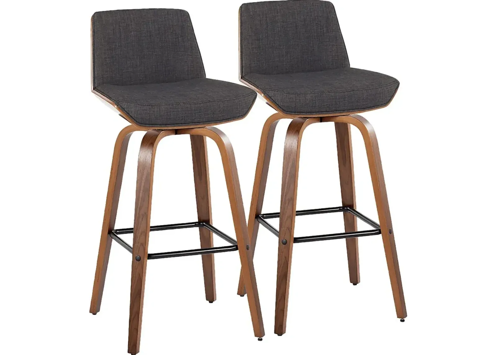 Weymanda III Charcoal Swivel Barstool, Set of 2