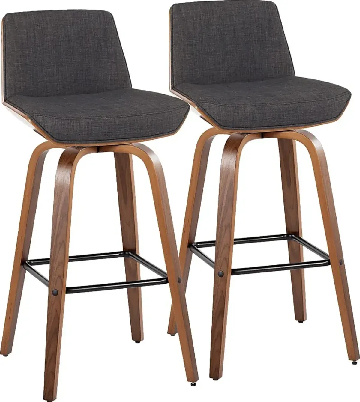 Weymanda III Charcoal Swivel Barstool, Set of 2