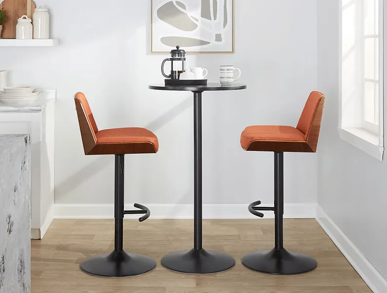 Weymanda IV Orange Adjustable Barstool, Set of 2