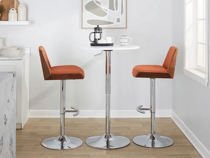 Weymanda V Orange Adjustable Barstool, Set of 2