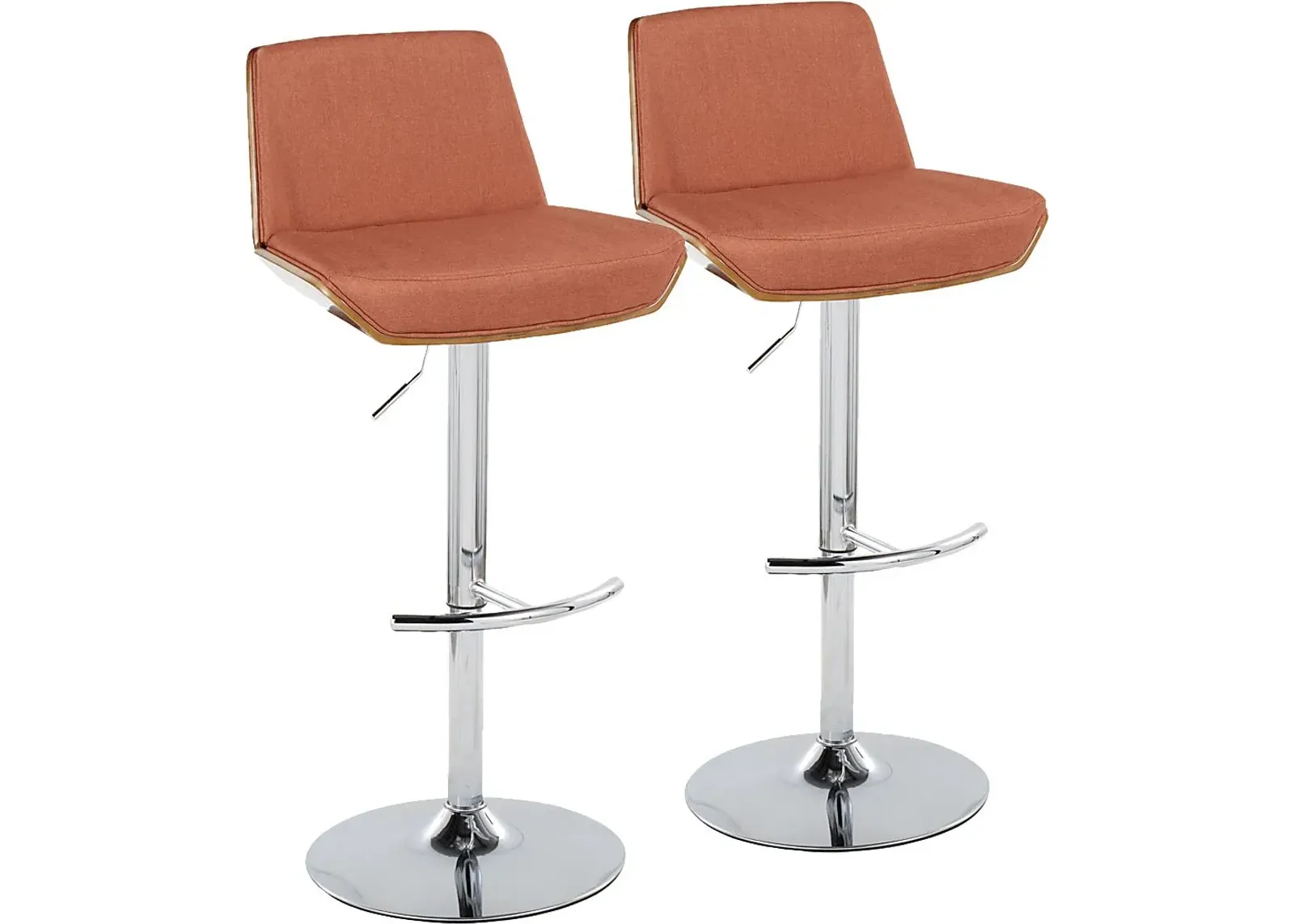 Weymanda V Orange Adjustable Barstool, Set of 2