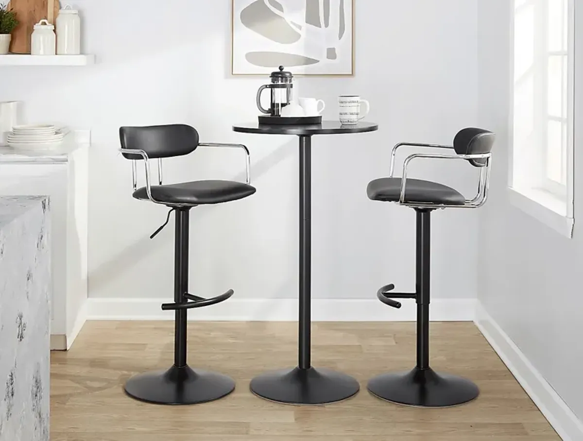 Wedgefield III Black Adjustable Barstool, Set of 2