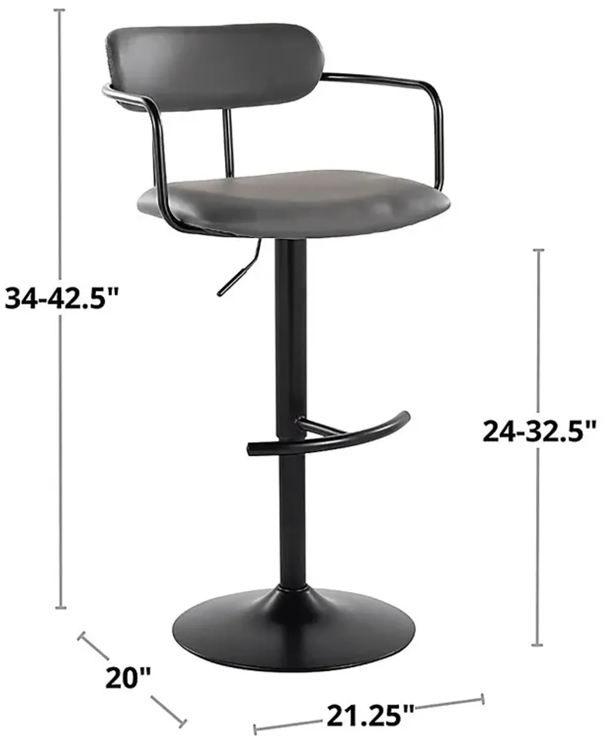 Wedgefield III Black Adjustable Barstool, Set of 2