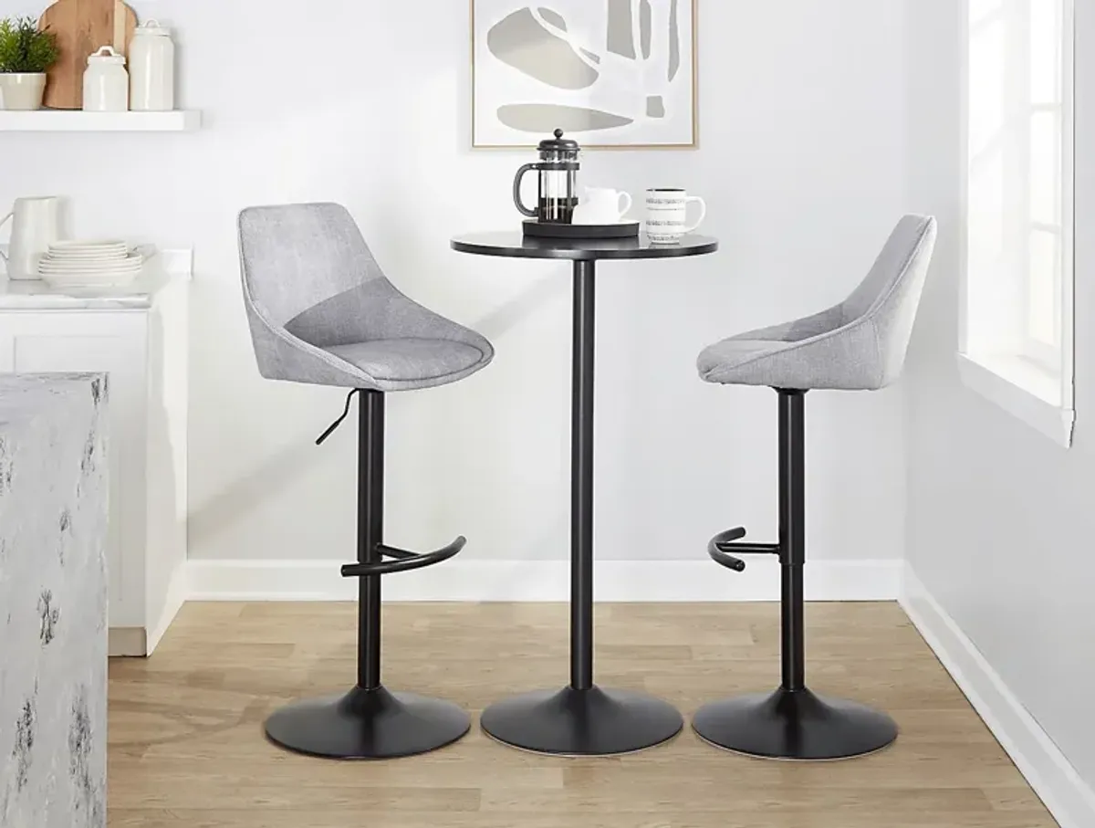 Dellrey III Gray Adjustable Barstool, Set of 2