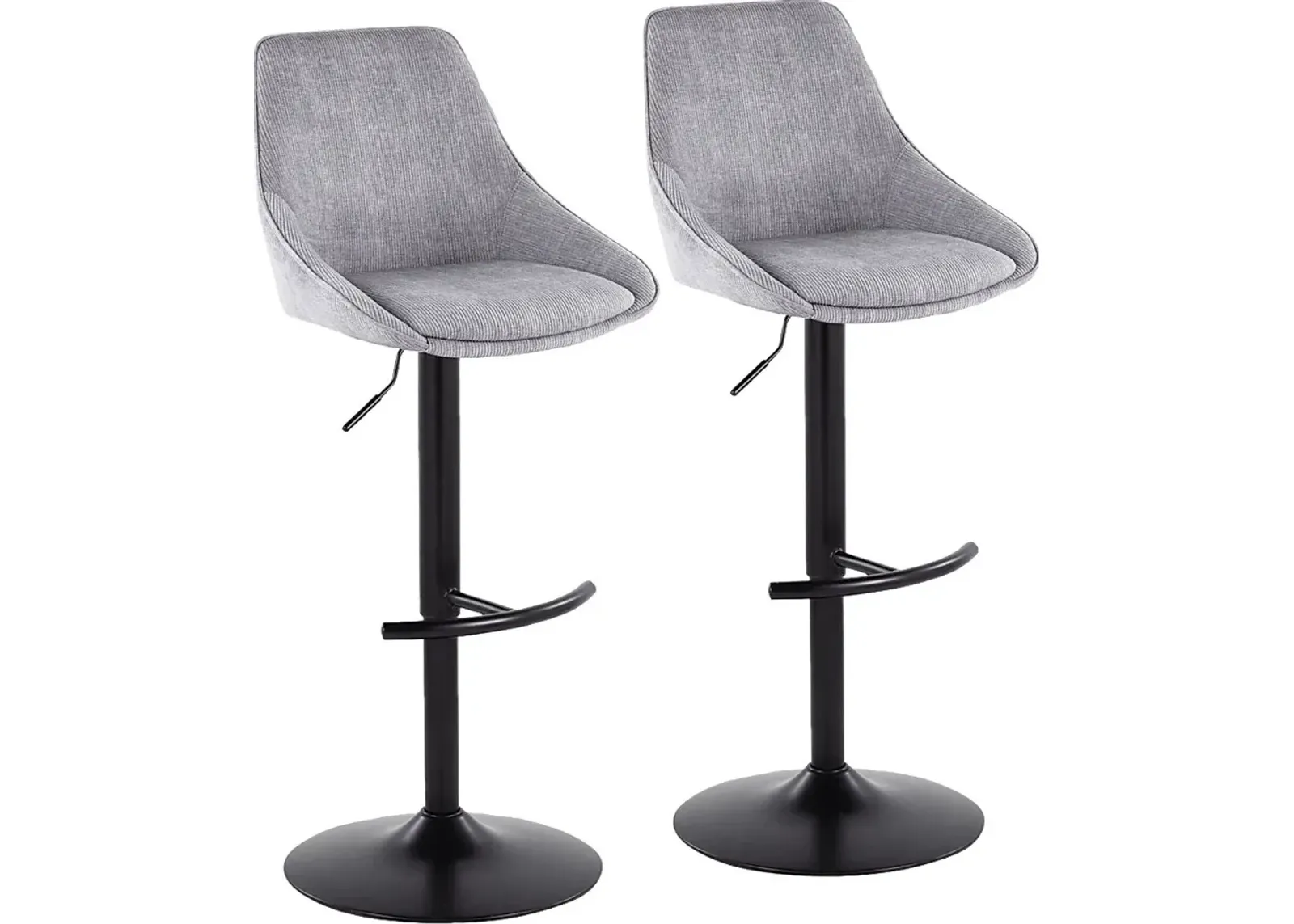 Dellrey III Gray Adjustable Barstool, Set of 2